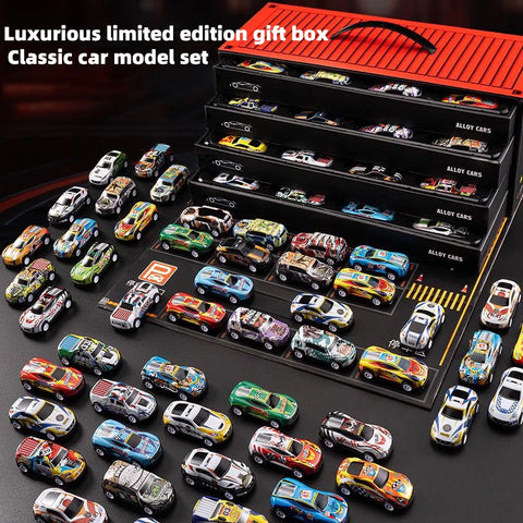 48-Piece Alloy Car Set – Classic Racing and Tin Car Models in Gift Box for Kids