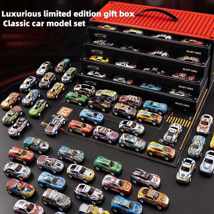 48-Piece Alloy Car Set – Classic Racing and Tin Car Models in Gift Box for Kids