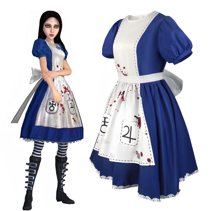 Alice Princess Cosplay Dress – Maid Apron Costume from Madness Returns for Women & Girls Halloween or Party Wear