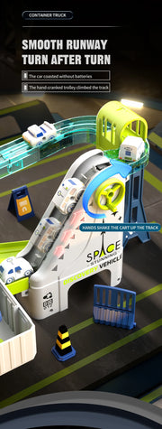 Space Railway Container Truck Diecast Set – Alloy Inertia Vehicles with Sound and Light for Kids