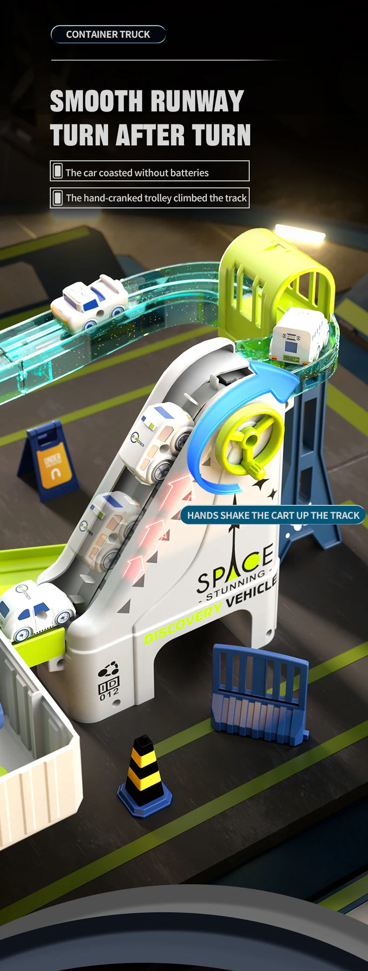 Space Railway Container Truck Diecast Set – Alloy Inertia Vehicles with Sound and Light for Kids