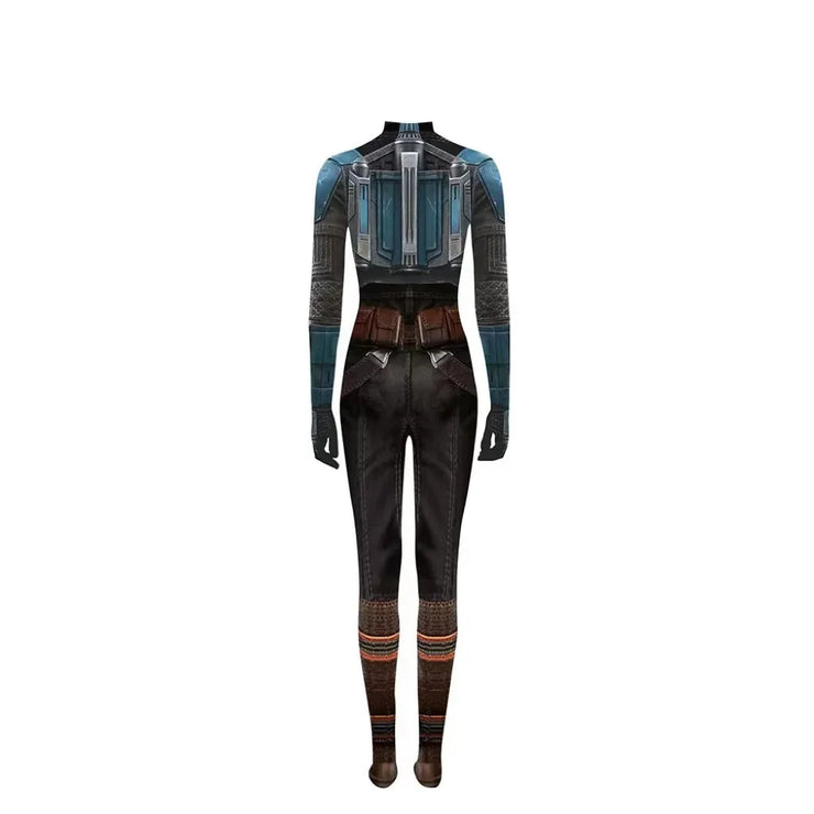 Mandalorian Jumpsuit with Head Cover 3D Bodysuit Cosplay Costume Halloween Masquerade Performance Outfits for Adult Kids