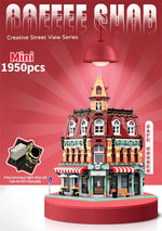 1456/1950/2225 pcs European Market Street Café Villa Store House MINI Bricks Building Blocks City Street View Scene Model