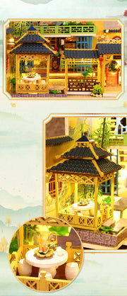 Big DIY Wooden Dollhouse with Furniture & Lights – Chinese Style Villa Miniature Kit