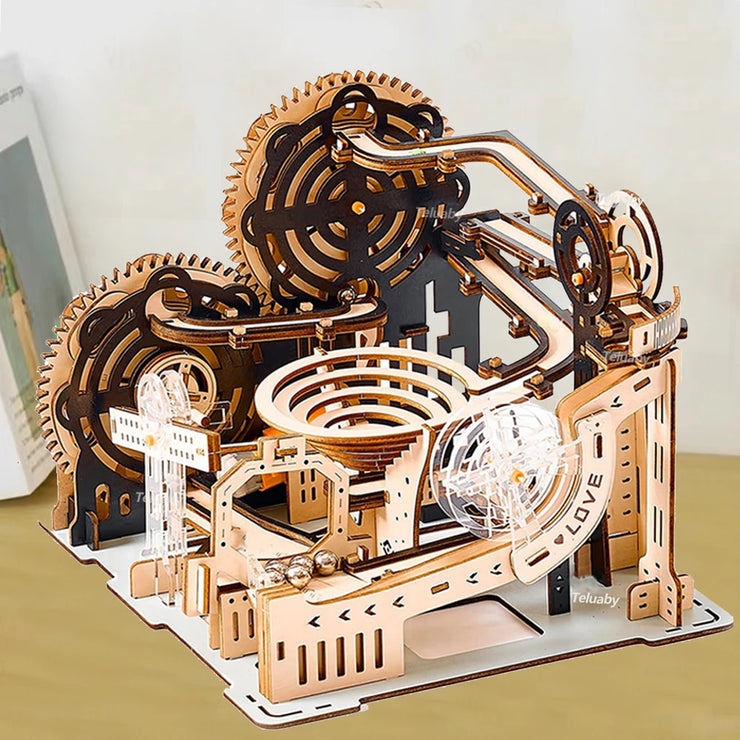 3D Wooden Marble Run Set – DIY Assembly Mechanical Model Kit
