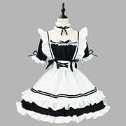 Black and White Lolita Maid Costume – Cute French Apron Dress Uniform for Cafe, Parties, and Cosplay
