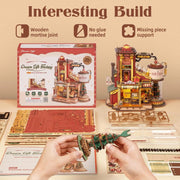 Robotime ROKR Christmas Dream Gift Factory Music Box – 3D Wooden Puzzle Model Kit