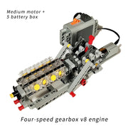 MOC DIY Electric Motor & Gearbox Kit – Technical Building Blocks for Mechanical Models