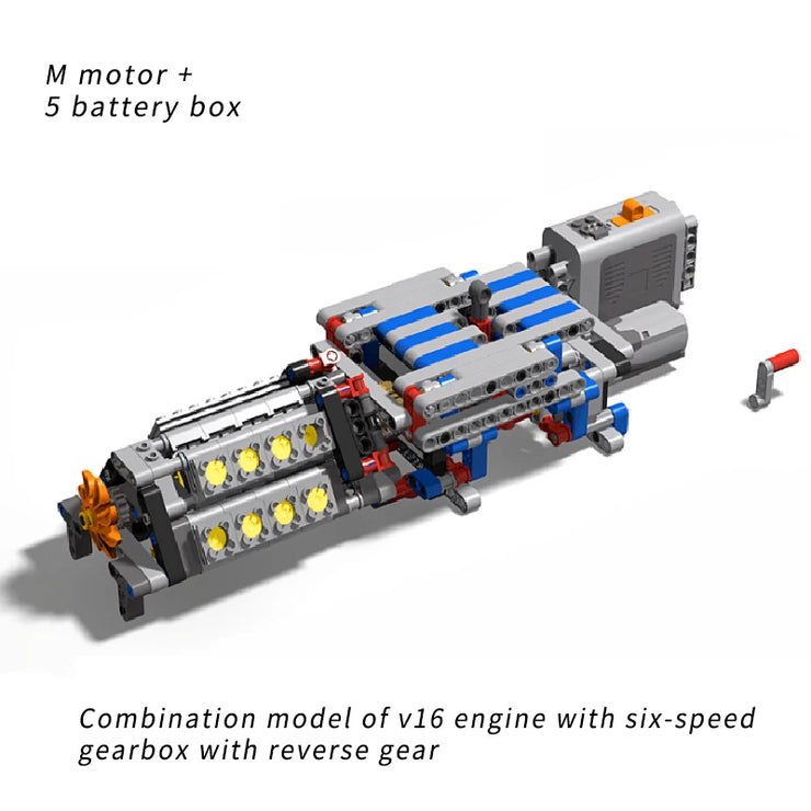 MOC DIY Electric Motor & Gearbox Kit – Technical Building Blocks for Mechanical Models