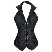 Steampunk Corsets for Women Gothic Corset Bustier Zipper Plus Size Vintage Faux Leather Corset Top Brown Plus Sizes