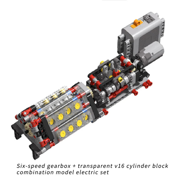 MOC DIY Electric Motor & Gearbox Kit – Technical Building Blocks for Mechanical Models
