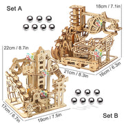 URY 3D Wooden Marble Run Electric Catapult Track – Mechanical Puzzle Model Kit