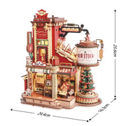 Robotime ROKR Christmas Dream Gift Factory Music Box – 3D Wooden Puzzle Model Kit