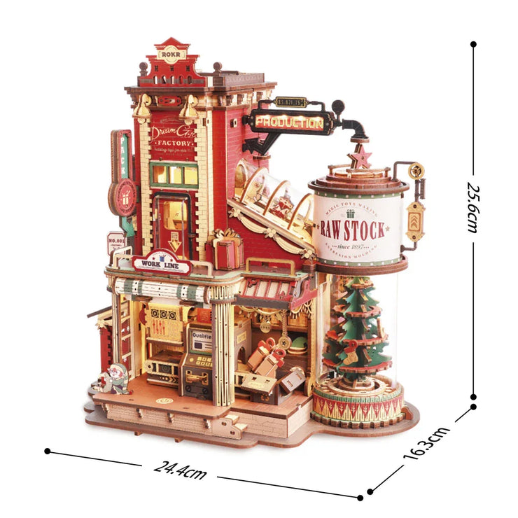 Robotime ROKR Christmas Dream Gift Factory Music Box – 3D Wooden Puzzle Model Kit