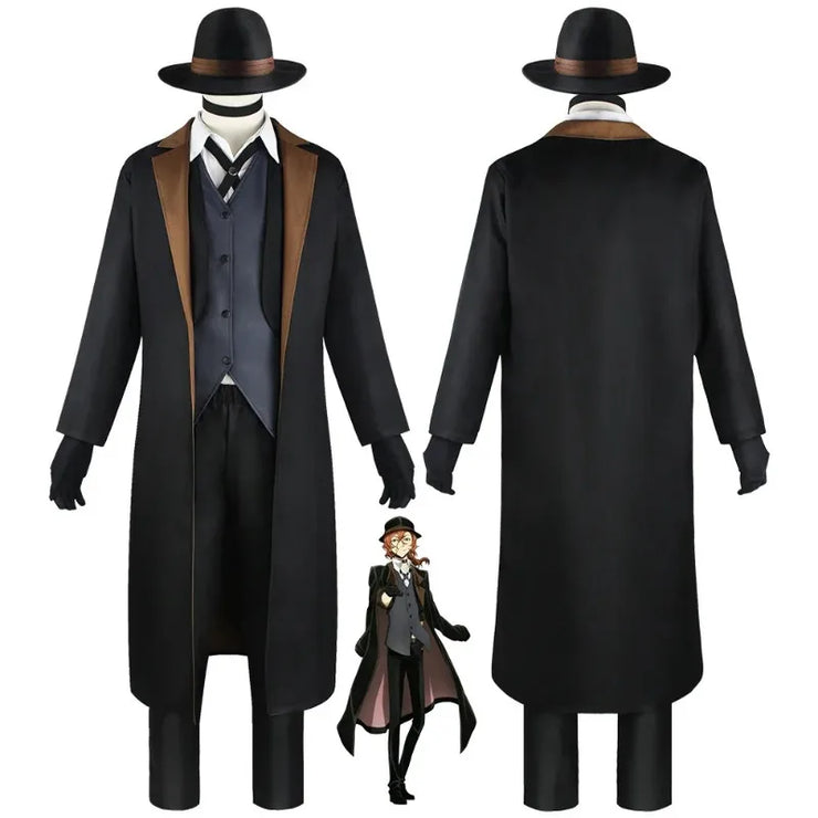 Nakahara Chuuya Cosplay Costume – Full Set with Hat and Gloves from Bungo Stray Dogs for Adults, Perfect for Halloween and Anime Events
