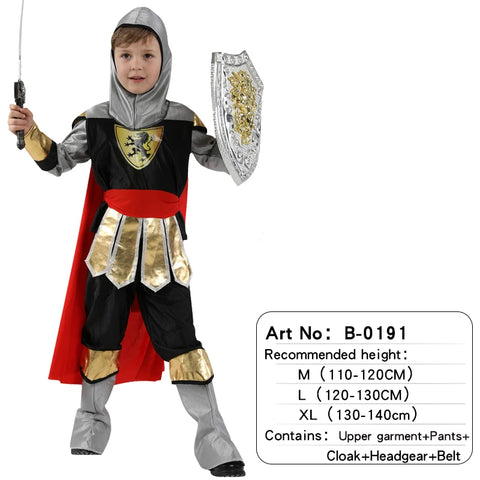 Child Greek Roman Warrior Gladiator Costume Boys Knight Cosplay Carnival Party Fancy Dress Costume only. No Weapon