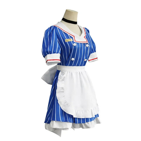 7PCS  Miku Cosplay Costumes Anime Mesmerizer Uniform Halloween Christmas Carnival Party Dressing For Women Hat Apron Accessories