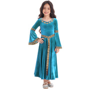 Girls Medieval Renaissance Velvet Dress Princess Queen Cosplay Costume Party Dress