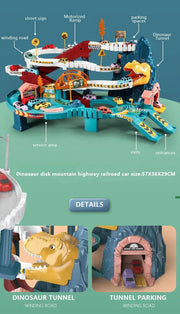 Dinosaur Adventure Electric Track Set – Interactive Racing Puzzle Toy with Mountain and Train for Kids
