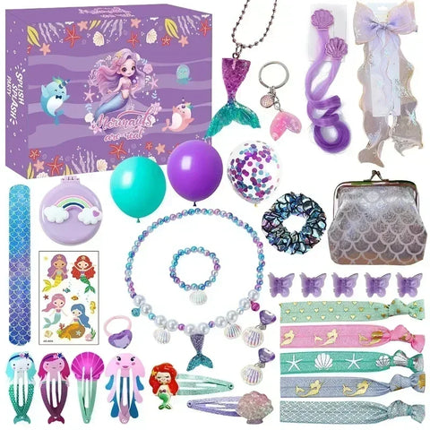 Christmas Advent Calendar Box Princess Dress Up Headwear Jewelry Set cute unicorn toys 24Days Countdown Calendar Xmas Gifts