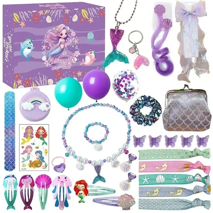 Christmas Advent Calendar Box Princess Dress Up Headwear Jewelry Set cute unicorn toys 24Days Countdown Calendar Xmas Gifts