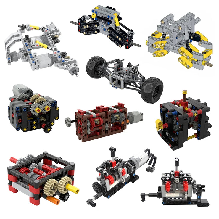 MOC DIY Electric Motor & Gearbox Kit – Technical Building Blocks for Mechanical Models