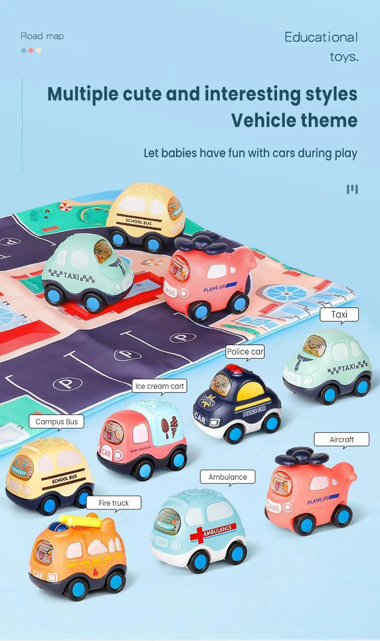 Mini Inertia Fire Engine Vehicle Set – Montessori Crash-Resistant Pull Cars for Ages 0–3