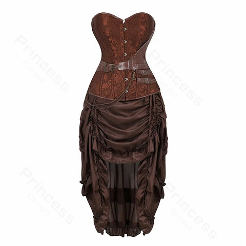 Steampunk Pirate Costume for Women – Cagalli Yulia cosplay Leather Corset Top with Drawstring Skirt Plus Size
