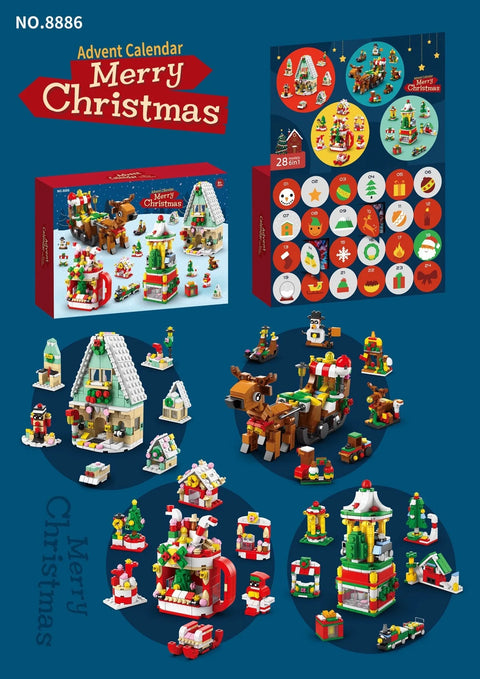Christmas Advent Calendar Building Block Countdown 24 Days Xmas Christmas Tree Santa Deer Bricks Model Toys For Xmas Kids Gift
