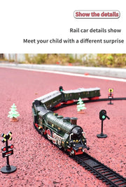 Classic Electric Train Set – Retro Steam Locomotive with Alloy Engine and Tracks for Kids