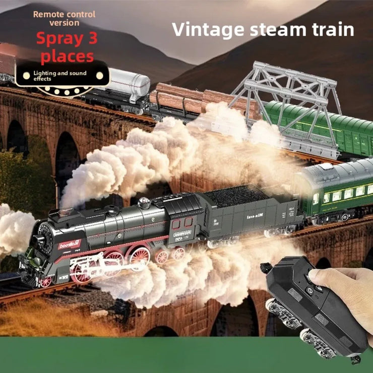 Remote Control Electric Train Set – Classic Model with Assembled Railway Tracks, Light & Sound for Kids
