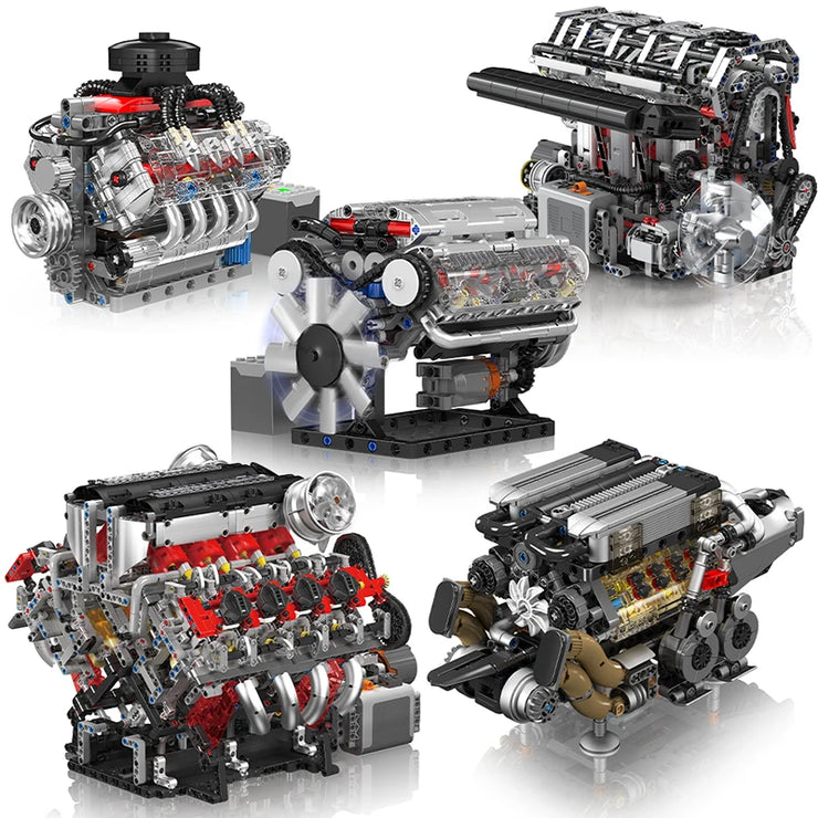 Engine Building Blocks Model Series Technical STEM Toys Moc Tank V8 Engine Supercar W16 Bricks Assembly Toy Set Kids Adults Gift