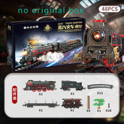 Retro Steam Train Track Set – Electric Locomotive with Smoke, Lights, Sound, Cargo Cars & Tracks for Kids