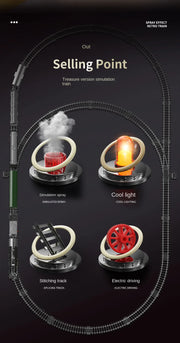 Retro Steam Train Track Set – Electric Locomotive with Smoke, Lights, Sound, Cargo Cars & Tracks for Kids