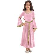 Girls Medieval Renaissance Velvet Dress Princess Queen Cosplay Costume Party Dress