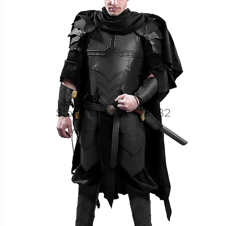 Medieval Steampunk Victoria Knight Pirate Costume – Leather Vest Armor with Body, Shoulder Pauldrons for Men’s LARP and Cosplay
