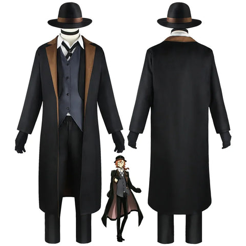 Nakahara Chuuya Cosplay Costume – Full Set with Hat and Gloves from Bungo Stray Dogs for Adults, Perfect for Halloween and Anime Events