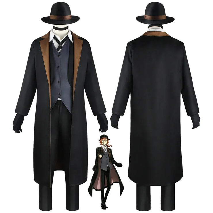 Nakahara Chuuya Cosplay Costume – Full Set with Hat and Gloves from Bungo Stray Dogs for Adults, Perfect for Halloween and Anime Events