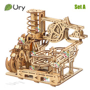 URY 3D Wooden Marble Run Electric Catapult Track – Mechanical Puzzle Model Kit