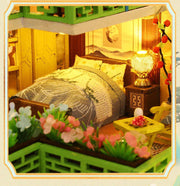 Big DIY Wooden Dollhouse with Furniture & Lights – Chinese Style Villa Miniature Kit