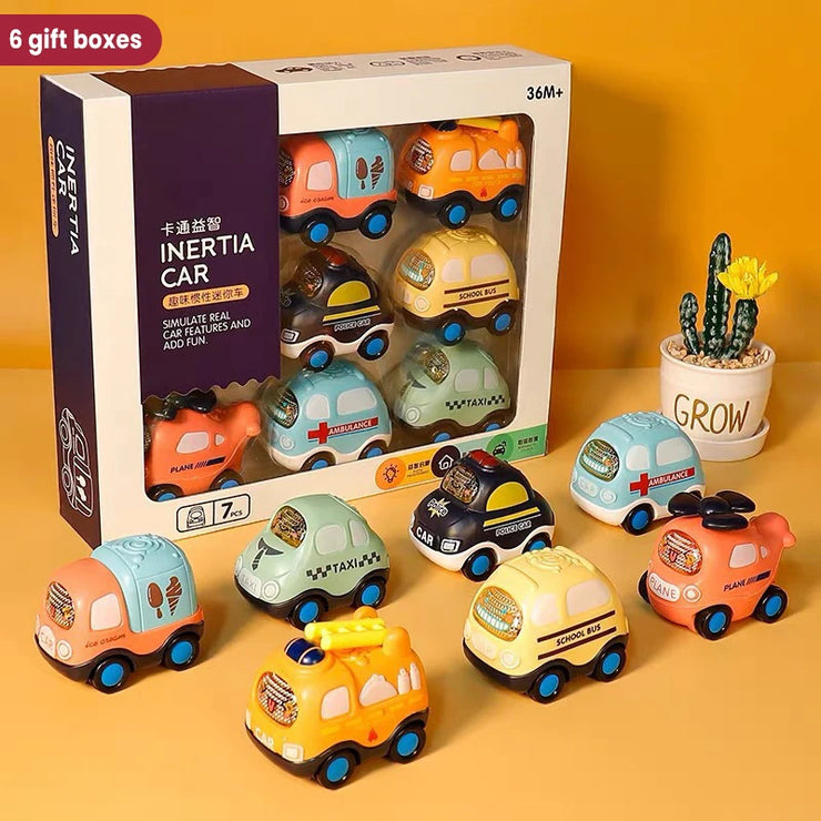 Mini Inertia Fire Engine Vehicle Set – Montessori Crash-Resistant Pull Cars for Ages 0–3