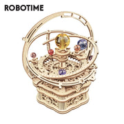Robotime ROKR 84-Piece DIY 3D Starry Night Wooden Model – Rotatable Music Box Building Kit for Children and Adults