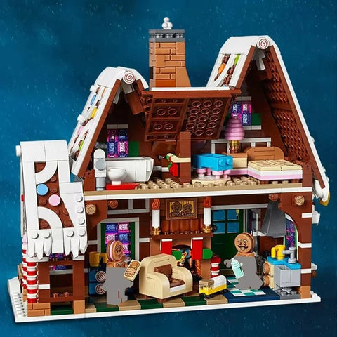 1691pcs Christmas Gingerbread House Family Gathering Building Blocks Bricks Elk Gingerbread Man Children&
