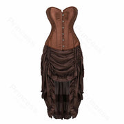 Steampunk Pirate Costume for Women – Cagalli Yulia cosplay Leather Corset Top with Drawstring Skirt Plus Size
