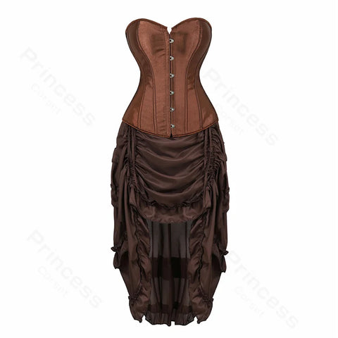 Steampunk Pirate Costume for Women – Cagalli Yulia cosplay Leather Corset Top with Drawstring Skirt Plus Size