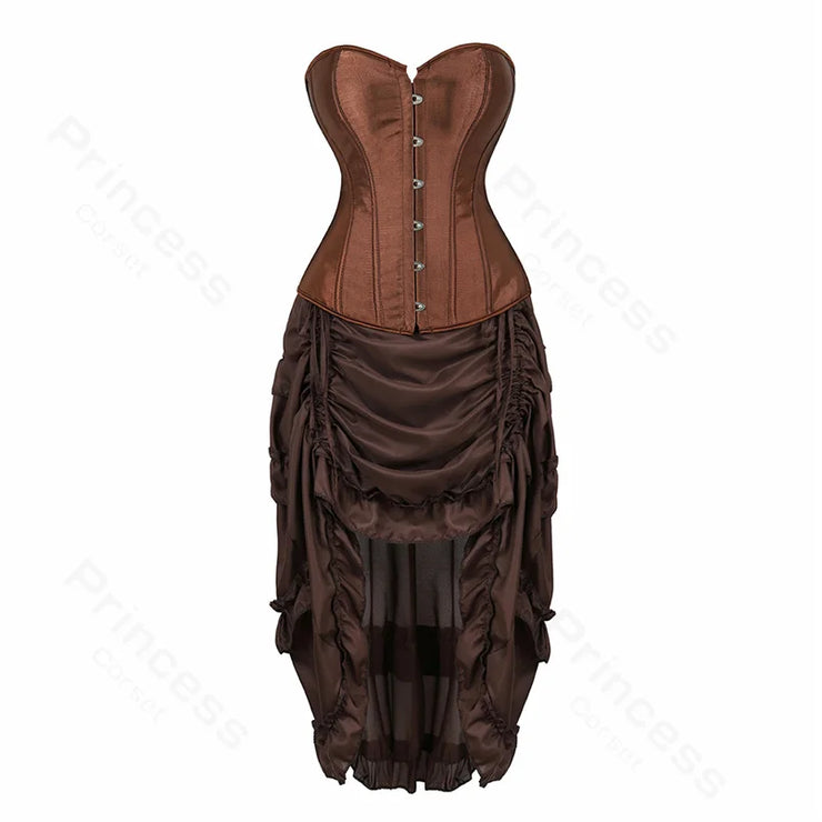 Steampunk Pirate Costume for Women – Cagalli Yulia cosplay Leather Corset Top with Drawstring Skirt Plus Size
