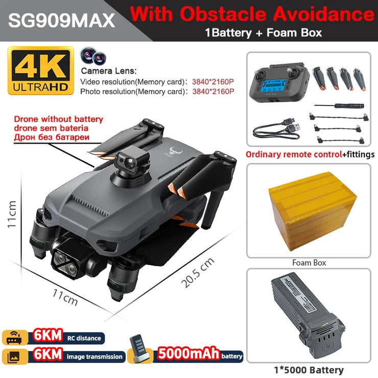ZLL SG909 SG909MAX Professional Drone With 4K Camera GPS 3-Axis Gimbal 360 Obstacle Avoidance Touch Screen FPV Brushless RC Drone
