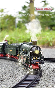 Classic Electric Train Set – Retro Steam Locomotive with Alloy Engine and Tracks for Kids