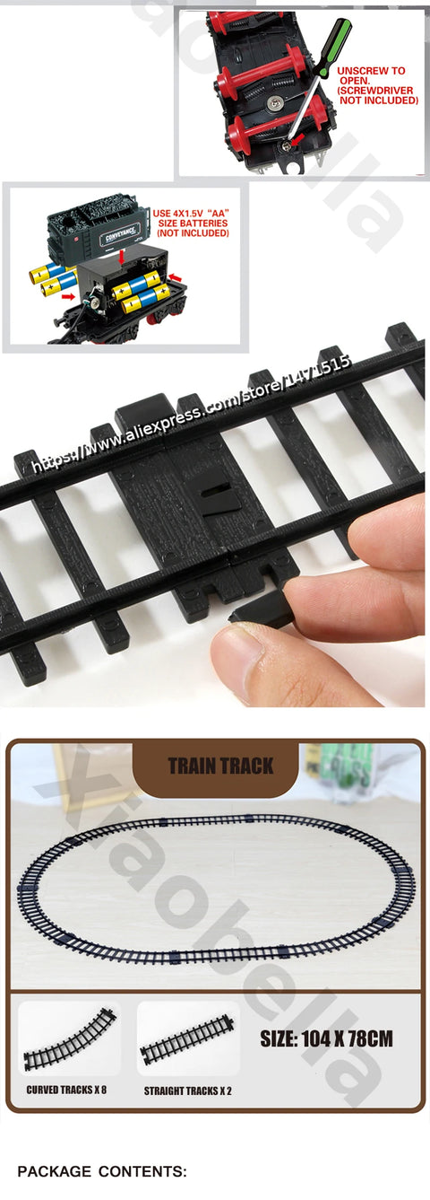 Electric Classic Passenger Train Set – Battery-Operated Steam Locomotive with Smoke and Sound Simulation