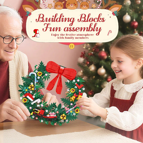 653pcs Christmas Wreath 29cm diameter Building Blocks Bricks Home Decoration Model  Kids Toys Christmas Gift